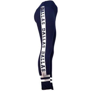 Dallas Navy Spandex Legging with Dallas in Silver Metallic. Game Day Legging!